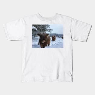 Scottish Highland Cattle Calves 1885 Kids T-Shirt